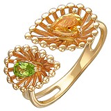 Женское золотое кольцо с хризолитом и цитрином, 1605265