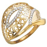 Женское золотое кольцо с куб. циркониями, 1614737