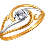 Серебряное кольцо с бриллиантом в позолоте, 1619089