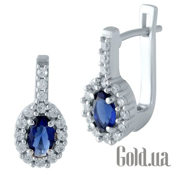 

Серьги Fresh Jewelry, Серебряные серьги с синт. сапфирами и куб. циркониями