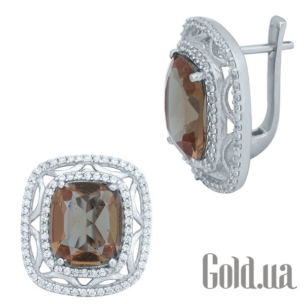 

Серьги Fresh Jewelry, Серебряные серьги с султанитами и куб. циркониями