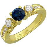Женское золотое кольцо с бриллиантами и сапфиром, 1685649