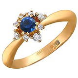 Женское золотое кольцо с сапфиром и бриллиантами, 1701265