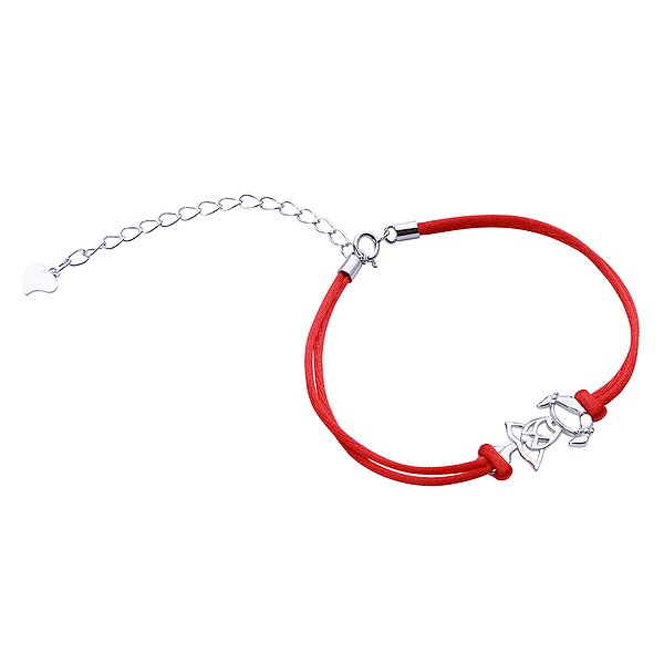 Шовковий шнурок на руку з срібними вставками