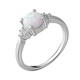 Женское серебряное кольцо с куб. циркониями и опалом (2018384), фото
