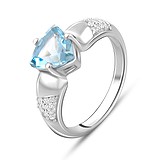 Женское серебряное кольцо с куб. циркониями и топазом (2097167), фотографии