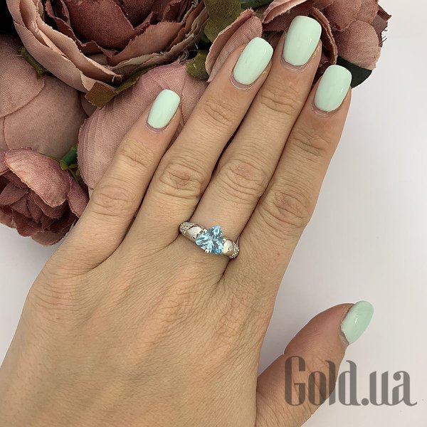 Каблучка Fresh Jewelry Жіноча срібна каблучка з куб. цирконіями і топазом, 17.5