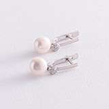 Серебряные серьги с куб. циркониями и культив. жемчугом, 1796497