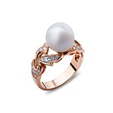 Женское золотое кольцо с бриллиантами и жемчугом, 222097