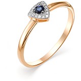 Женское золотое кольцо с бриллиантами и сапфиром, 1603218
