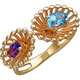 Женское золотое кольцо с топазом и аметистом, 1605266
