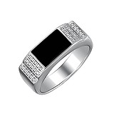 SOKOLOV Мужское серебряное кольцо с куб. циркониями и эмалью, 1612690