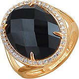 Женское золотое кольцо с куб. циркониями и агатом, 1618578
