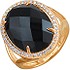 Женское золотое кольцо с куб. циркониями и агатом - фото 1