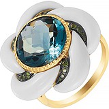 Женское золотое кольцо с агатами, топазом и бриллиантами, 1645202