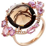 Женское золотое кольцо с бриллиантами, сапфирами, аметистами и раухтопазом, 1668242