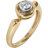 Золотое кольцо с бриллиантом, 1673362