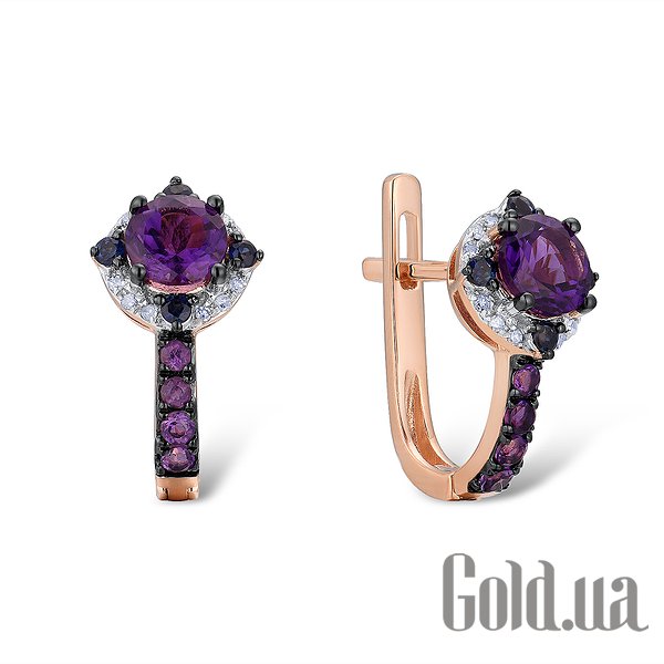 

Серьги Lurie Jewelry, Золотые серьги с бриллиантами, сапфирами и аметистами