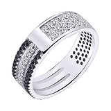 Серебряное обручальное кольцо с куб. циркониями, 1712018