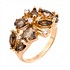 Женское золотое кольцо с дымчатыми кварцами и куб. циркониями - фото 1