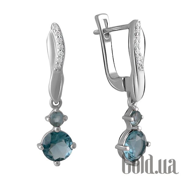 

Серьги с подвесками Fresh Jewelry, Серебряные серьги с куб. циркониями и топазами