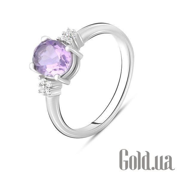 

Женские кольца Fresh Jewelry, Женское серебряное кольцо с куб. циркониями и аметистом, 17