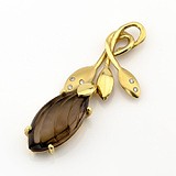 Золотой кулон с дымчатым кварцем и бриллиантами, 1795730
