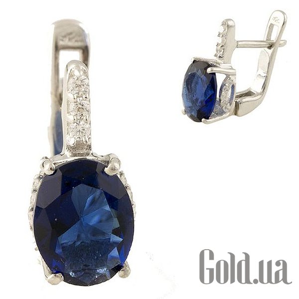 

Серьги Fresh Jewelry, Серебряные серьги с куб. циркониями и синт. сапфирами