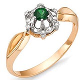 Женское золотое кольцо с бриллиантами и изумрудом, 1554579