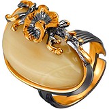 Женское серебряное кольцо с янтарем в позолоте, 1654419