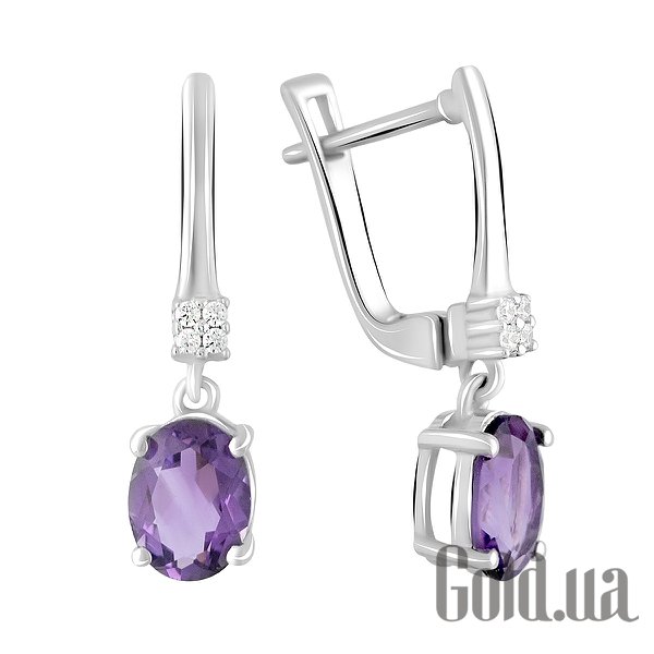 

Серьги с подвесками Fresh Jewelry, Серебряные серьги с куб. циркониями и аметистами