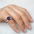 Женское серебряное кольцо с куб. циркониями и синт. сапфиром - фото 2