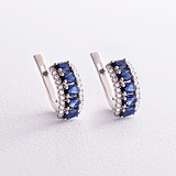 Серебряные серьги с куб. циркониями и синт. сапфирами, 1796499