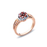 Женское золотое кольцо с бриллиантами и гранатами, 222099