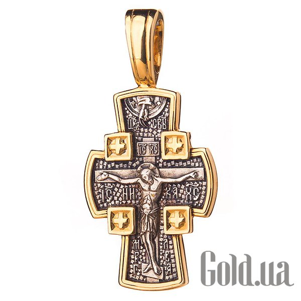

Кулон-крестик Украина, Серебряный кулон "Распятие Господне. Ангел Хранитель" в позолоте
