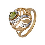 Женское серебряное кольцо с куб. циркониями в позолоте, 1515924