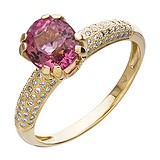 Женское золотое кольцо с бриллиантами и турмалином, 1538708