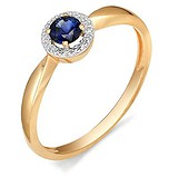 Женское золотое кольцо с бриллиантами и сапфиром, 1555092