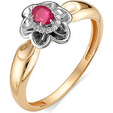 Женское золотое кольцо с бриллиантами и рубином, 1555860