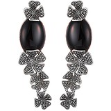 Серебряные серьги с ониксами и марказитами, 1606548