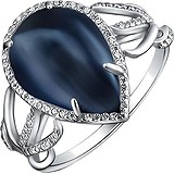 Женское серебряное кольцо с авантюрином и куб. циркониями, 1611668