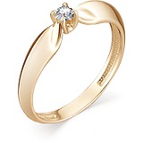 Золотое кольцо с бриллиантом, 1612436