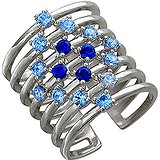 Женское серебряное кольцо с синт. топазами и синт. шпинелями, 1616788
