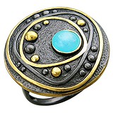Женское серебряное кольцо с бирюзой в позолоте, 1625748
