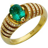 Женское золотое кольцо с бриллиантами и изумрудом, 1648020