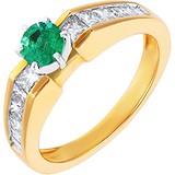 Женское золотое кольцо с бриллиантами и изумрудом, 1669780