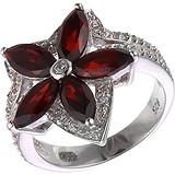 Женское серебряное кольцо с куб. циркониями и гранатами, 1670036