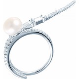 Женское серебряное кольцо с куб. циркониями и жемчугом, 1676180