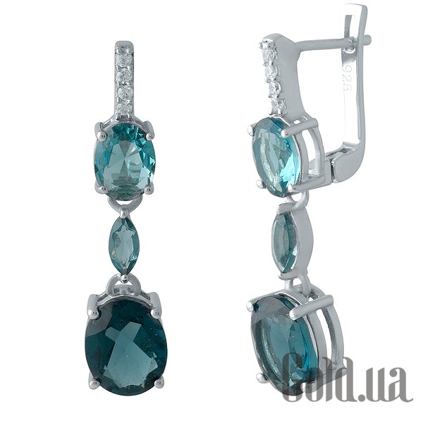 

Серьги с подвесками Fresh Jewelry, Серебряные серьги с топазами и куб. циркониями