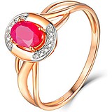 Женское золотое кольцо с бриллиантами и рубином, 1703572